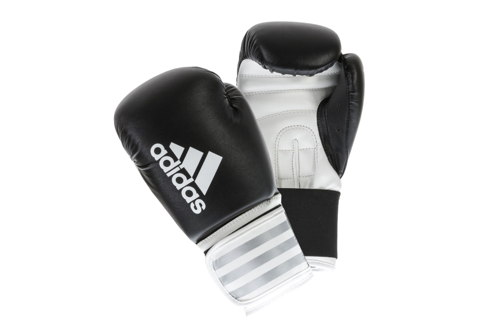 Adidas Hybrid 50 Boxing Gloves Black/White 16oz, for sale at Helisports.