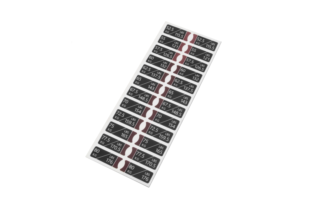 Newton Fitness BLK Gewichte Aufkleber 52.5 bis 80 kg