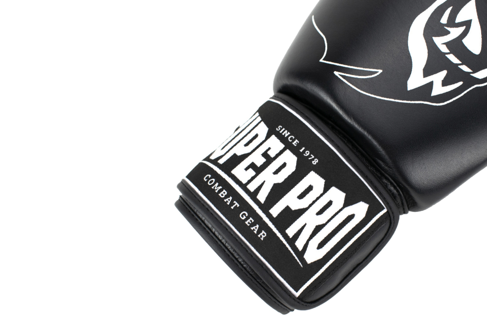 Super Pro - Warrior 10 oz Schwarz/Weiß Helisports Boxhandschuhe