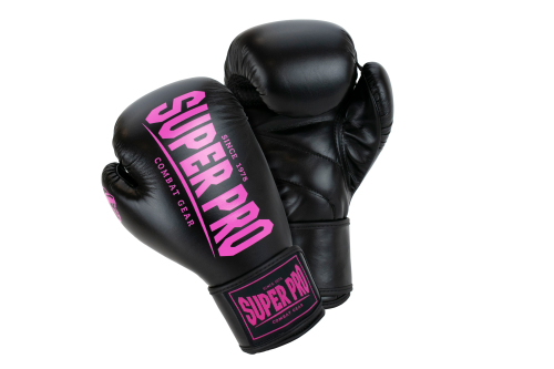 Super Pro Muay Thai Gants de Boxe Champ Noir/Rose 8 oz