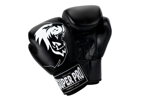 Super Pro Muay Thai Gants de Boxe Warrior Noir/Blanc 16 oz